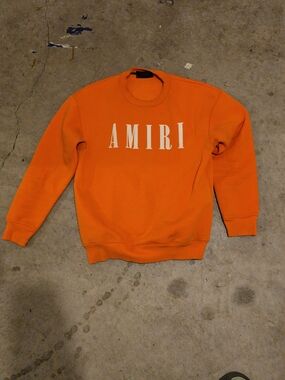 AMIRI Bright Orange Logo Crewneck Sweatshirt